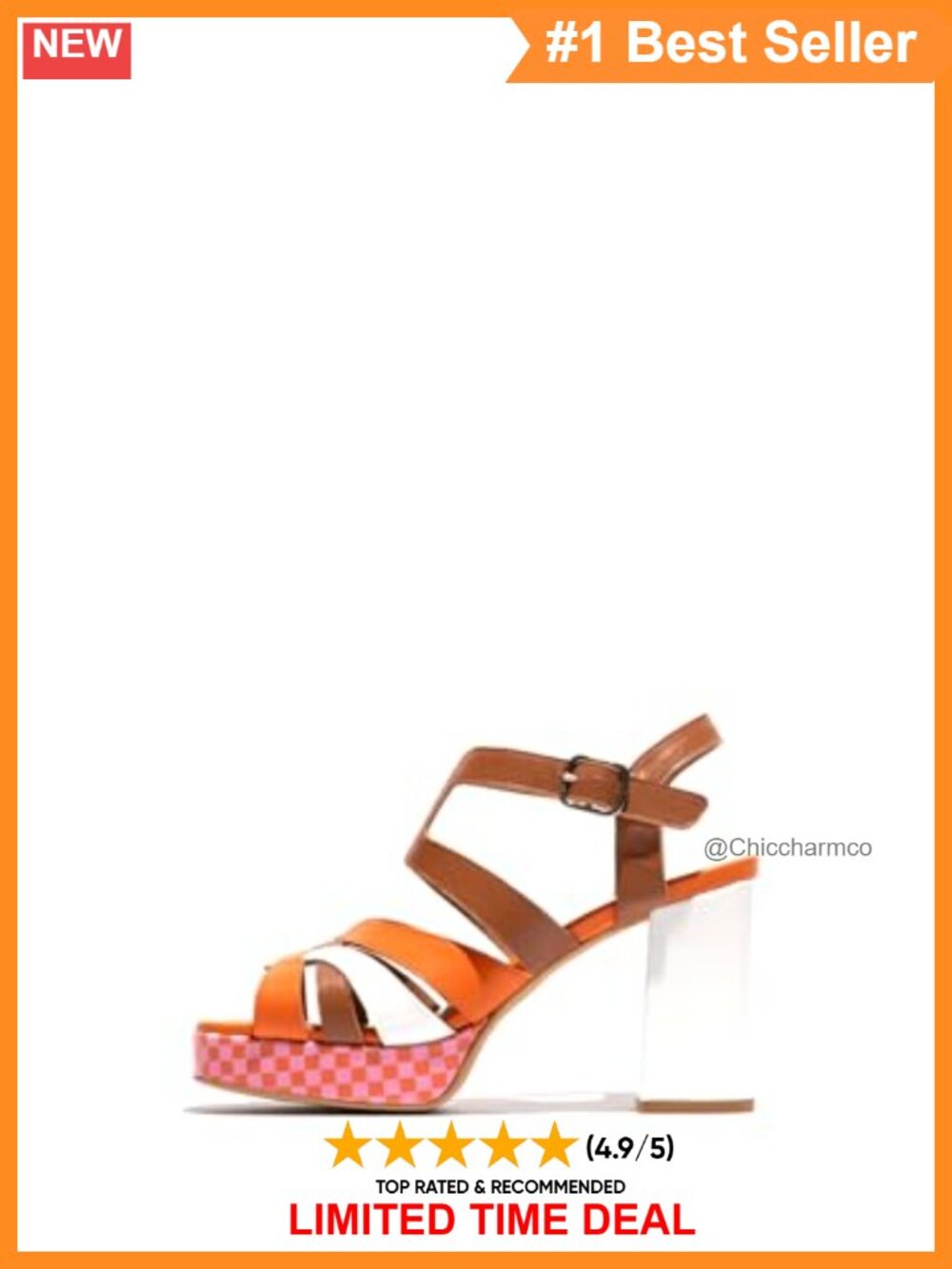 FLY London Leather Ankle Strap Heeled Sandals Block Heel Rounded Toe